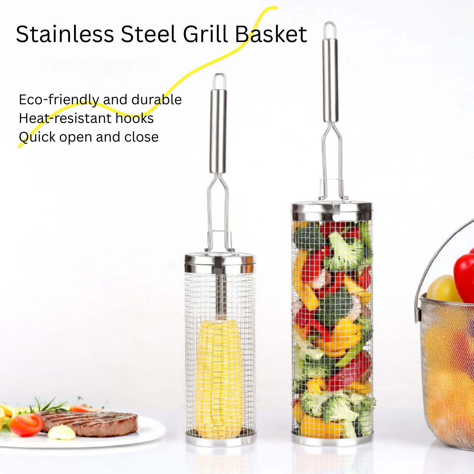 ステンレス製ローリンググリルバスケット – キャンプ、バーベ - Camping Cooking Essentials のレビューと価格